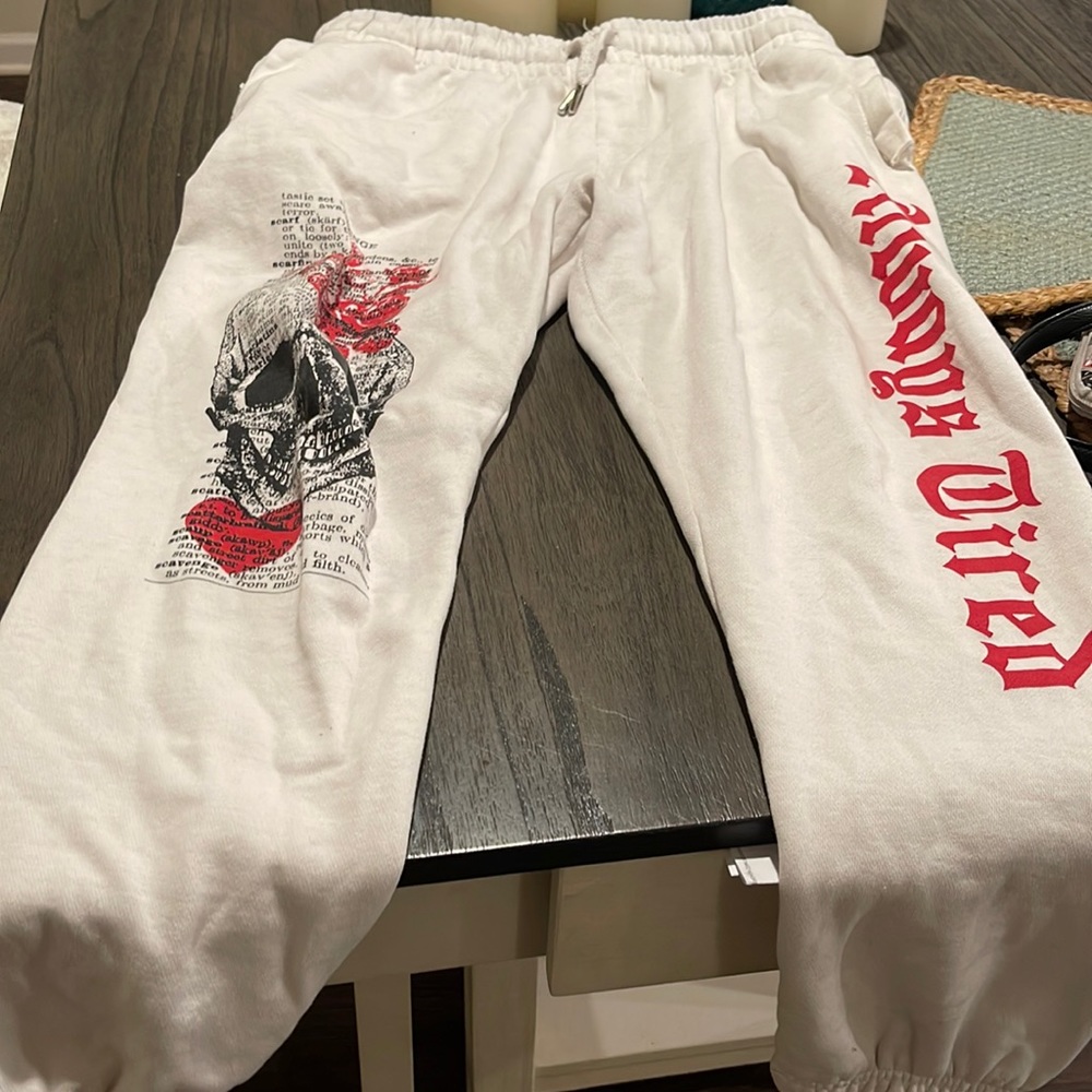 Colby Brock always tired medium sweatpants white